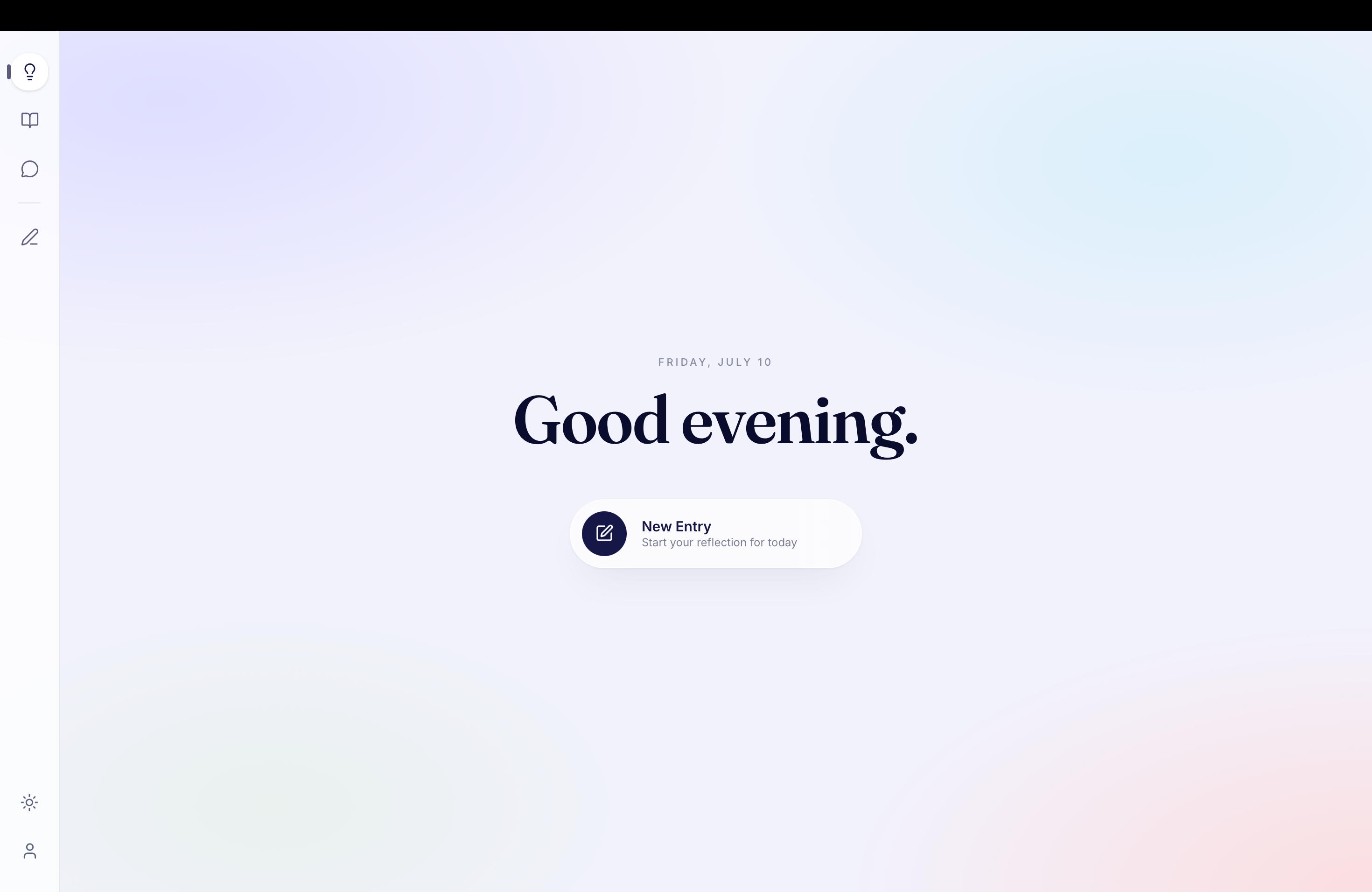 Clearly home screen with a Good evening greeting and New Entry button